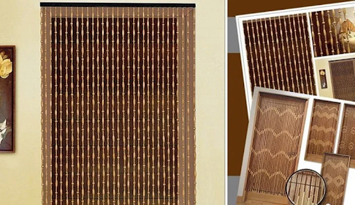 Rèm hạt gỗ có nhiều mẫu mã thiết kế ngăn phòng đẹp mắt.